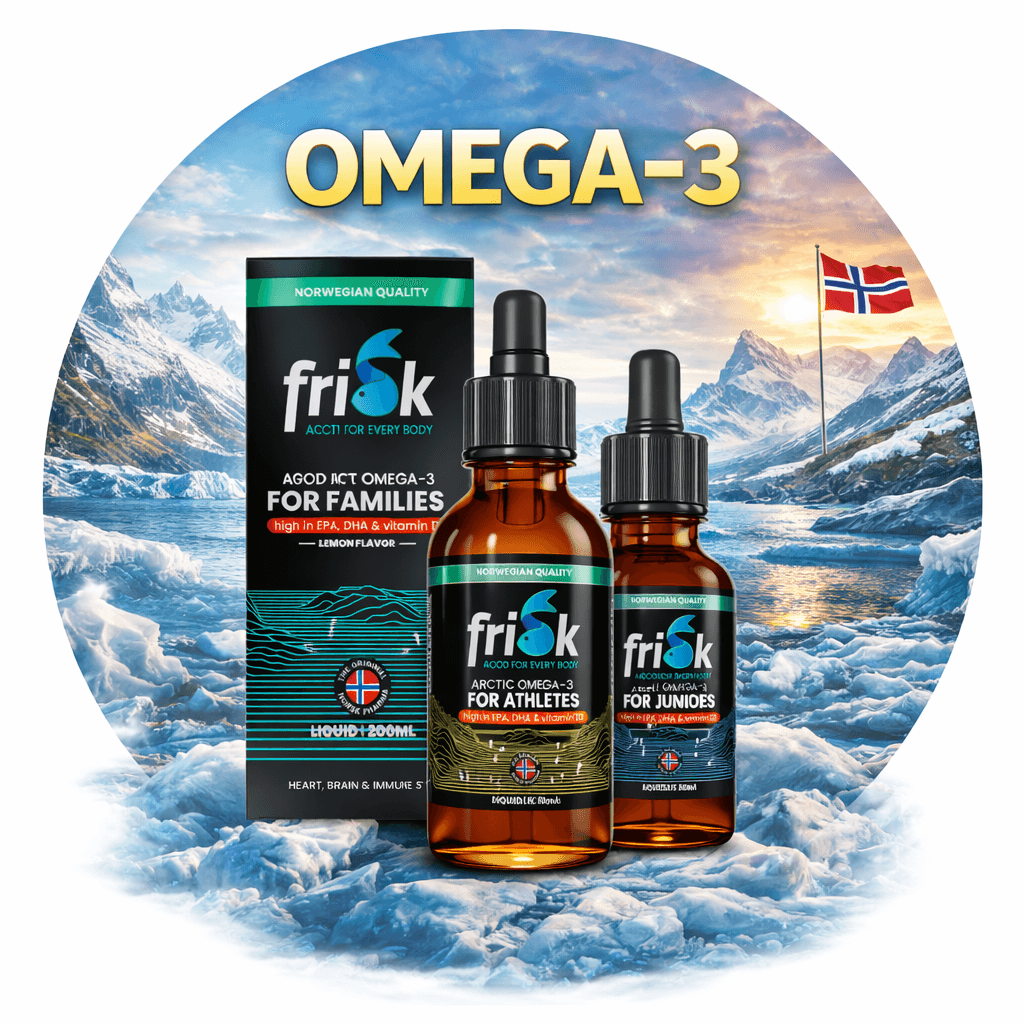 Fiskeolje av høy kvalitet fra villfanget torsk i arktiske farvann, med DHA, EPA og vitamin D3 – et pålitelig valg for familien.